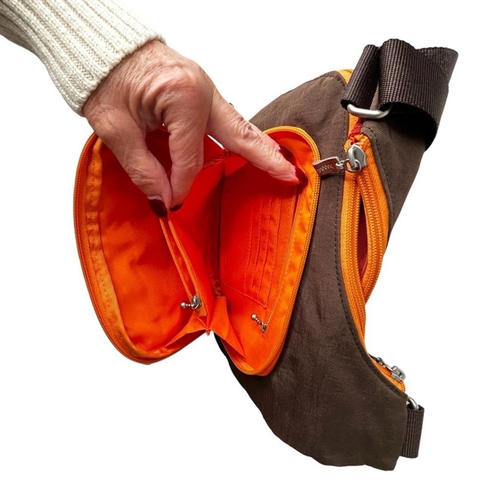 Baggallini Brown/Rust/Orange Color Block Multi-Po… - image 6